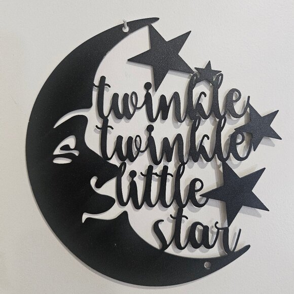 Twinkle Twinkle Little Star Black Metal Plaque Moon And Stars Nursery Sign - Picture 6 of 6